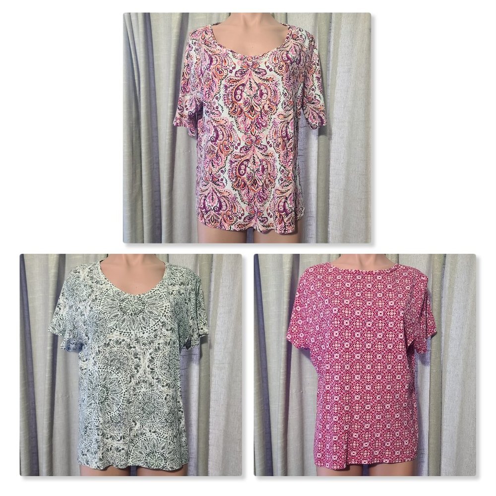 Three (3) NWOT Croft & Barrow Medallion Short Sleeve Tee Shirts, All Size XL